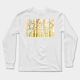 Birch Trees Watercolor Painting Long Sleeve T-Shirt